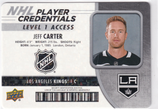 2018-19 UD MVP - Jeff Carter - NHL Player Credentials - Level 1 Access