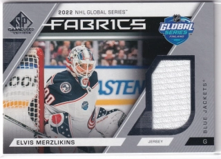 2023-24 UD SP Game Used - Elvis Merzlikins - Fabrics - 2022 NHL Global Series