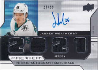 2021-22 UD Premier - Jasper Weatherby - Rookie Autograph Materials /99