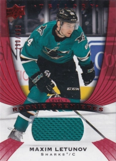 2020-21 UD Trilogy - Maxim Letunov - Rookie Premieres - Red Foil Jerseys /499 #55