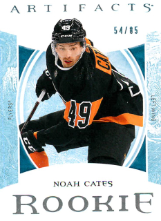 2022-23 UD Artifacts - Noah Cates - Rookie Light Blue Steel /85 #190