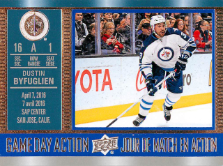 2016-17 UD Tim Hortons - Dustin Byfuglien - Game Day Action #GDA-15