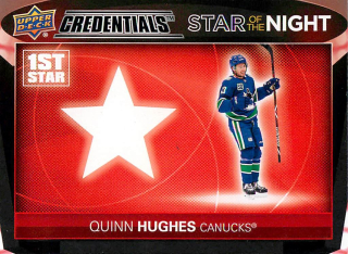 2021-22 UD Credentials - Quinn Hughes - Star Of The Night #1S-8