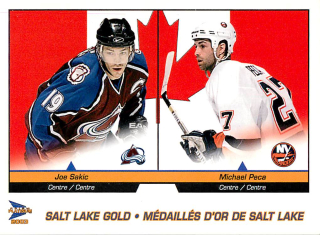 2002-03 Pacific Prism Platinum McDonalds - Joe Sakic, Michael Peca - Checklist #9
