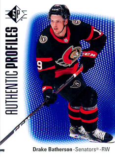 2021-22 UD SP - Drake Batherson - Authentic Profiles Blue #AP-3