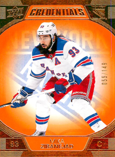 2022-23 UD Credentials - Mika Zibanejad - Orange /149 #53