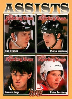 1996-97 Fleer - Ron Francis, Mario Lemieux, Jaromír Jágr, Peter Forsberg - The Sporting News #139