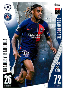 2023-24 Topps Match Attax Extra UEFA Club Competitions - Bradley Barcola - Squad Update #15
