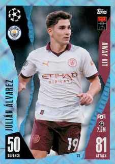 2023-24 Topps Match Attax Extra UEFA Club Competitions - Julian Alvarez - Away Kit - Blue Crystal #73