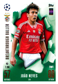 2023-24 Topps Match Attax Extra UEFA Club Competitions - Joao Neves - Breaktrough Baller #228