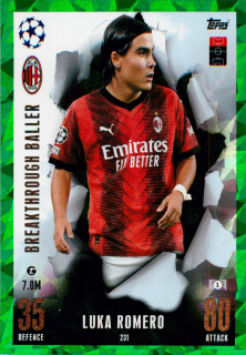 2023-24 Topps Match Attax Extra UEFA Club Competitions - Luka Romero - Breaktrough Baller - Emerald #230