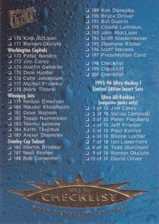 1995-96 Fleer Ultra - Checklist - Gold Medallion #200