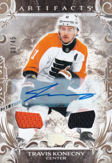 2024-25 UD Artifacts - Travis Konecny - Gold Auto Materials /45 #145