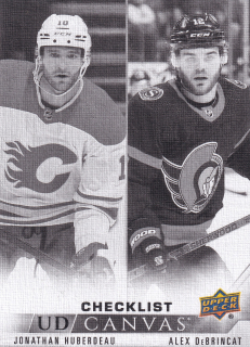 2022-23 UD Extended Series - Jonathan Huberdeau, Alex DeBrincat - Canvas Checklist Black & White #C360