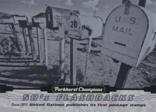 2022-23 UD Parkhurst Champions - Inited nations publishes its first postage stamps - 50's Flashbacks #FB-10