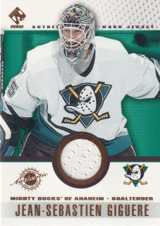 2001-02 Pacific Private Stock - Jean-Sebastien Giguere - Game-Used Gear #1