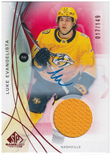 2024-25 UD SP Game Used - Luke Evangelista - Red Auto Jersey /149 #34