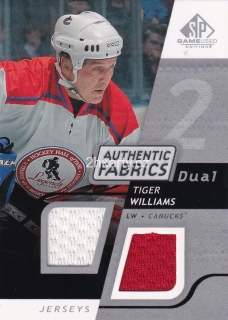 2008-09 UD SP Game Used - Tiger Williams - Authenitc Fabrics Dual
